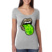 Leopard Lip Bite Shamrock Clover Cool St Patricks Day T Shirt Women's Triblend Scoop T-shirt | Artistshot