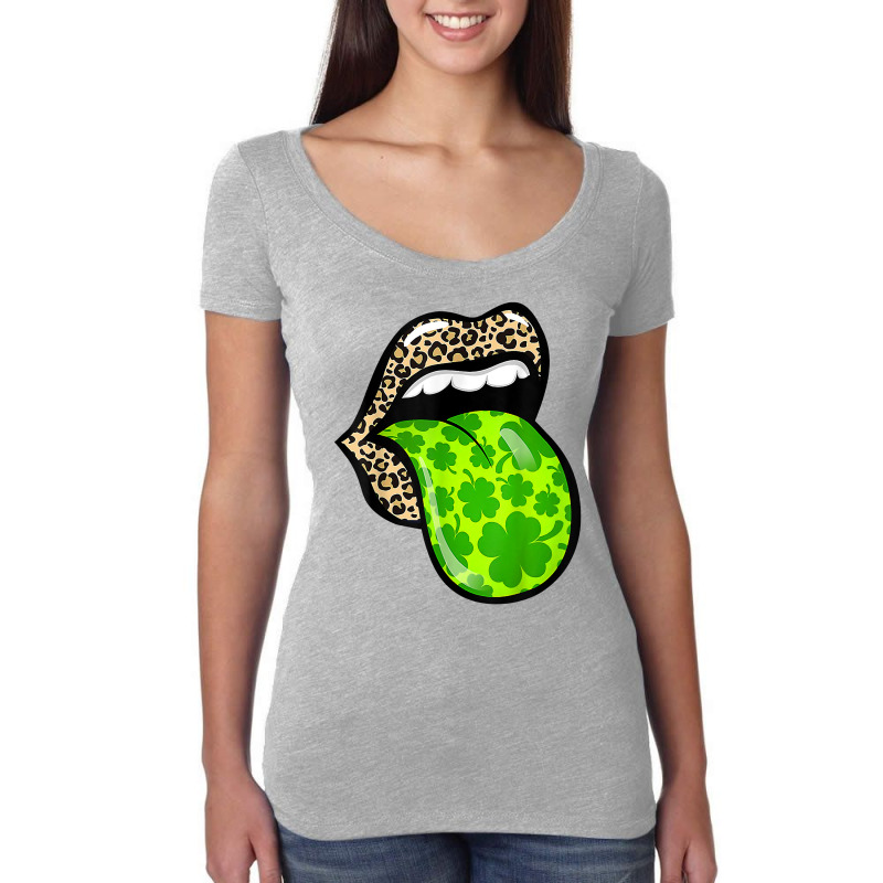 Leopard Lip Bite Shamrock Clover Cool St Patricks Day T Shirt Women's Triblend Scoop T-shirt by sheritl9tl | Artistshot