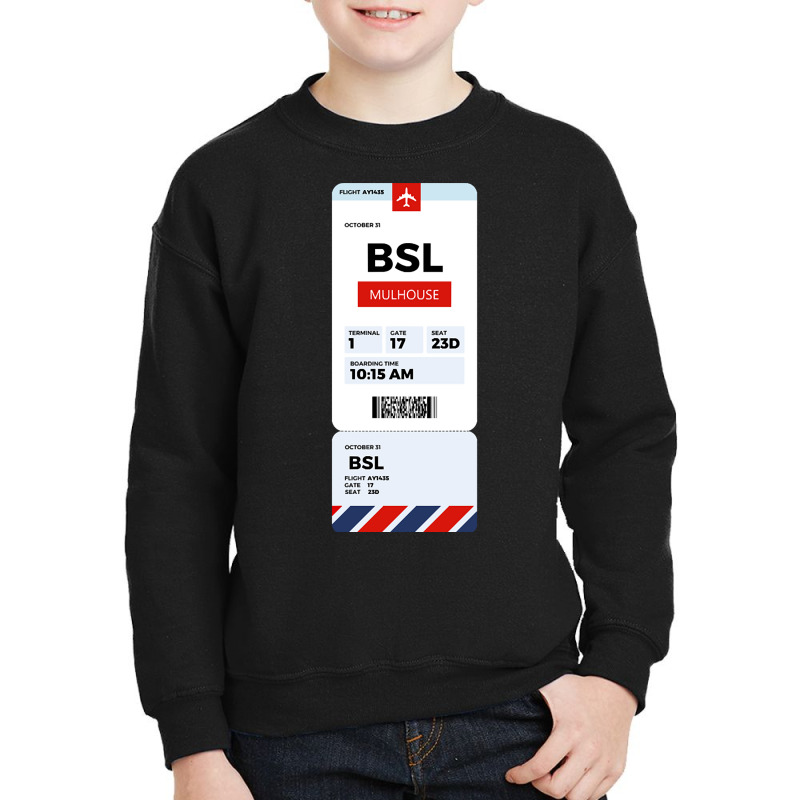 Mulhouse Boarding Pass Youth Sweatshirt | Artistshot