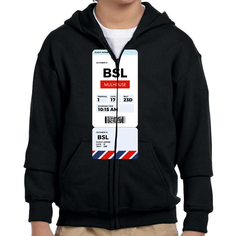 Mulhouse Boarding Pass Youth Zipper Hoodie | Artistshot