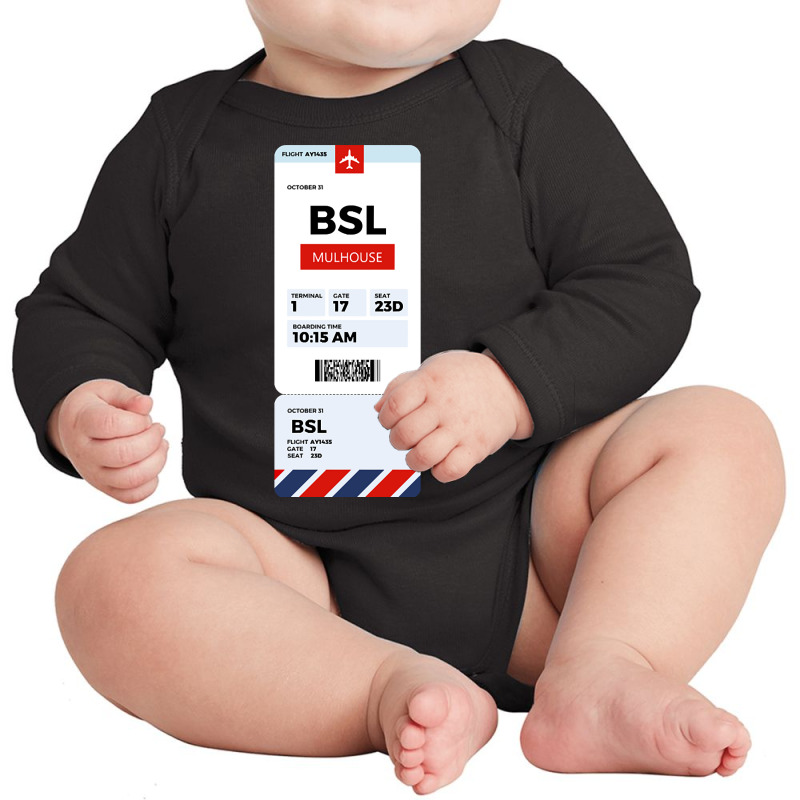 Mulhouse Boarding Pass Long Sleeve Baby Bodysuit | Artistshot