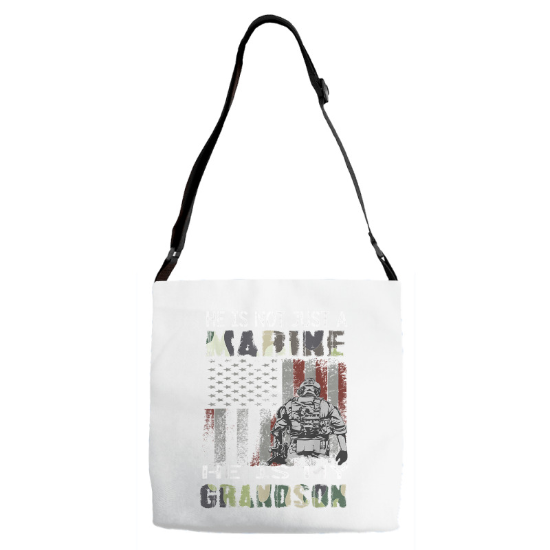 Proud Of My Grandson Is A Marine Shirt Proud Grandma Grandpa T Shirt Adjustable Strap Totes | Artistshot