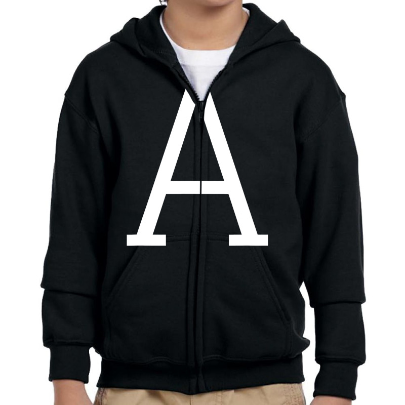 Letter A Initial Name Monogram Capital Letter Youth Zipper Hoodie by casaniuy89 | Artistshot