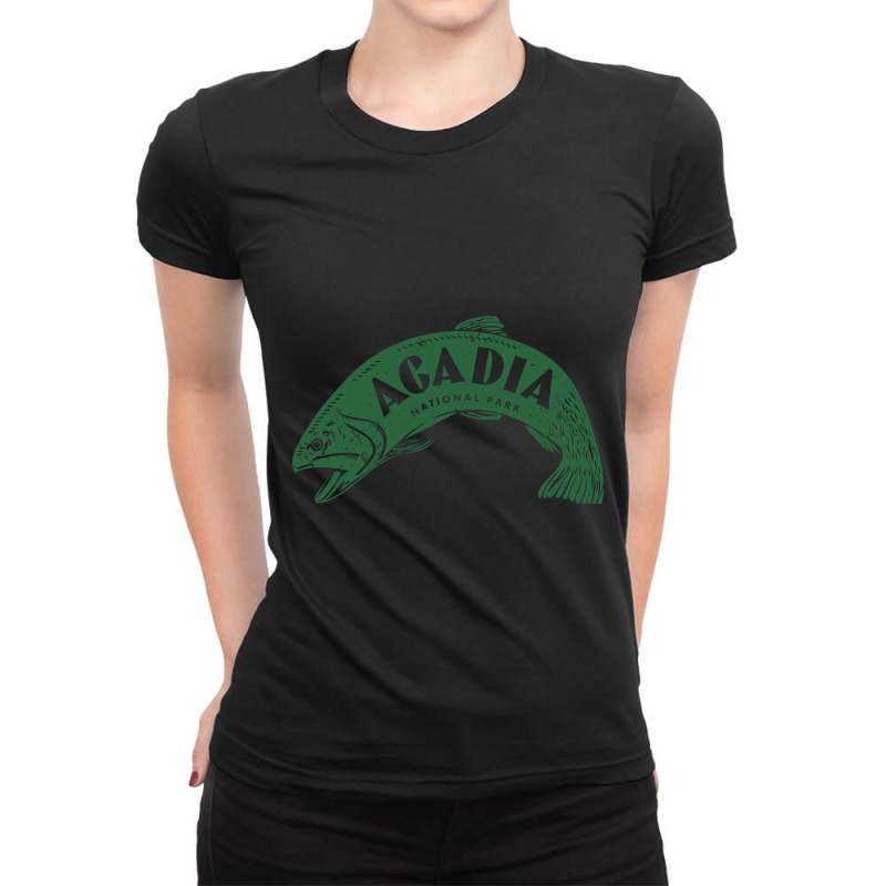 Acadia National Park Fish - Green Ladies Fitted T-Shirt by fencingderby989 | Artistshot