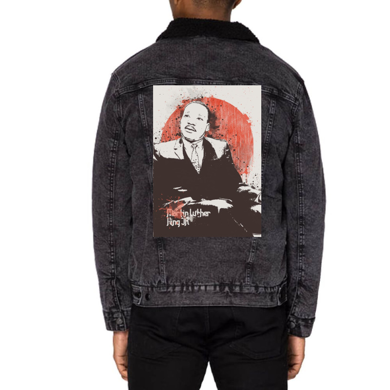 Martin Luther King Jr Painting Art Unisex Sherpa-lined Denim Jacket | Artistshot