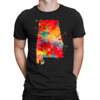 Alabama State Watercolor Map Painting - Red T-shirt | Artistshot