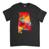 Alabama State Watercolor Map Painting - Red Classic T-shirt | Artistshot