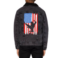 American Flag Kung Fu Graphic Unisex Sherpa-lined Denim Jacket | Artistshot