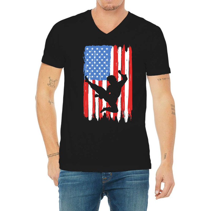 American Flag Kung Fu Graphic V-Neck Tee by dealgummy642 | Artistshot