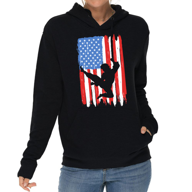 American Flag Kung Fu Graphic Lightweight Hoodie by dealgummy642 | Artistshot