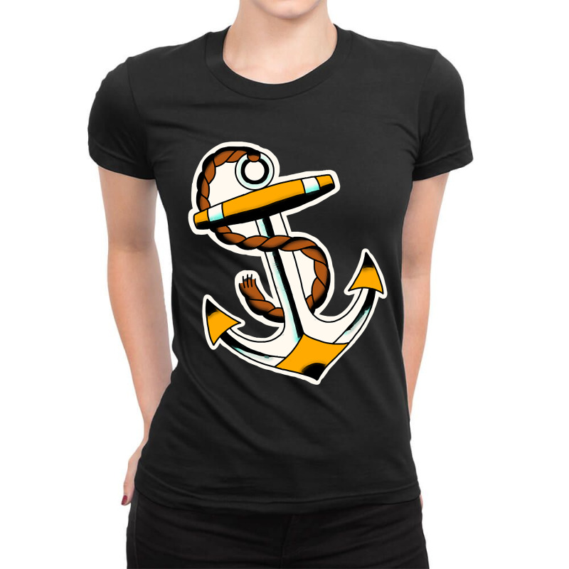 Anchor Traditional Tattoo Ladies Fitted T-Shirt by dealgummy642 | Artistshot