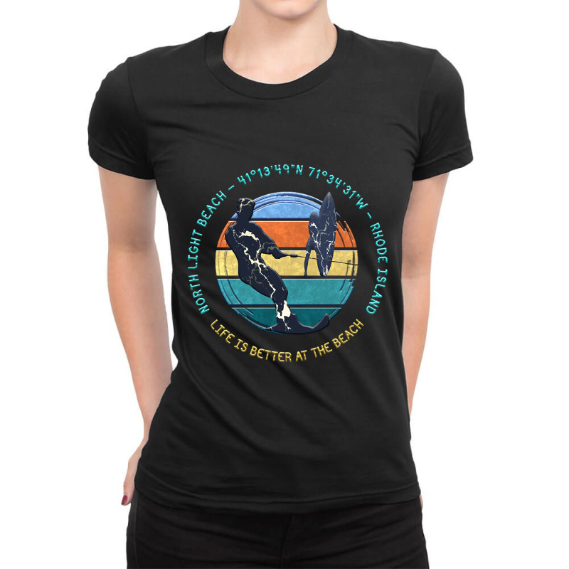 North Light Beach, Block Island, Rhode Island Ladies Fitted T-Shirt by saddestrent378 | Artistshot