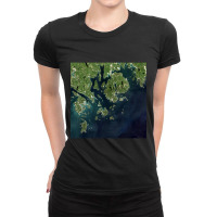 Acadia National Park Mount Desert Island Maine Satellite Image Ladies Fitted T-shirt | Artistshot