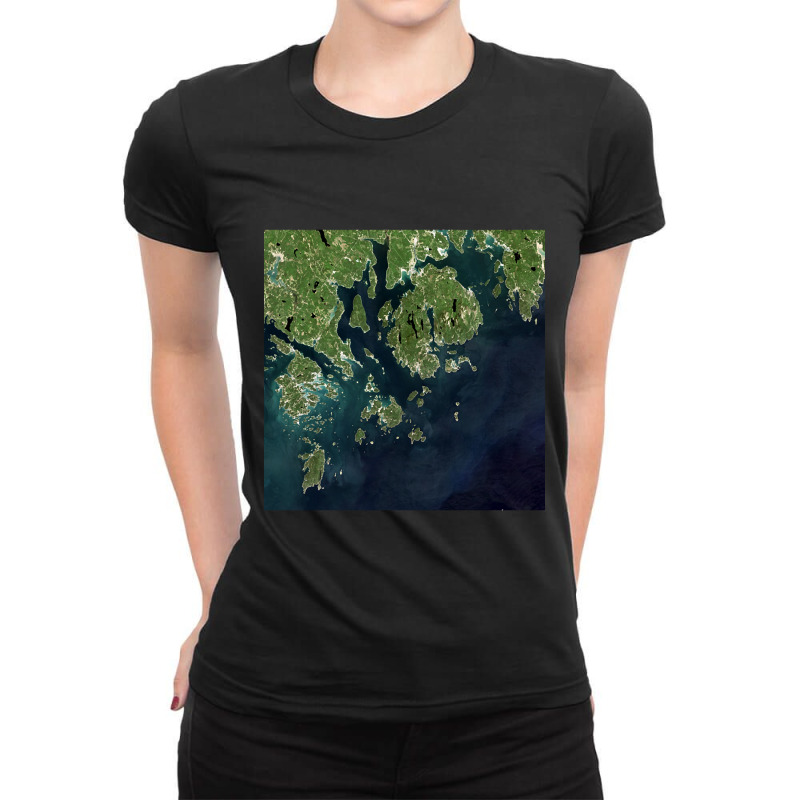 Acadia National Park Mount Desert Island Maine Satellite Image Ladies Fitted T-Shirt by venbytumny | Artistshot