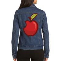 Apple Cartoon Ladies Denim Jacket | Artistshot