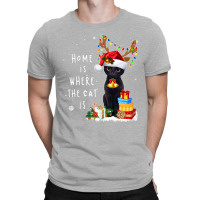 Black Cat Home Is Where The Cat Is Christmas Kitty Kitten T-shirt | Artistshot