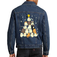 Cat Christmas Tree Christmas Cat Tree   Cat Lover Christmas Men Denim Jacket | Artistshot