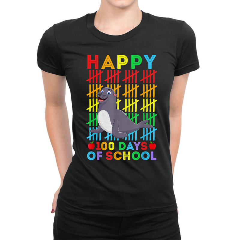 Sea Lion Lovers Teacher Student Happy 100 Days Of School T Shirt Ladies Fitted T-Shirt by barrydygertkkx | Artistshot