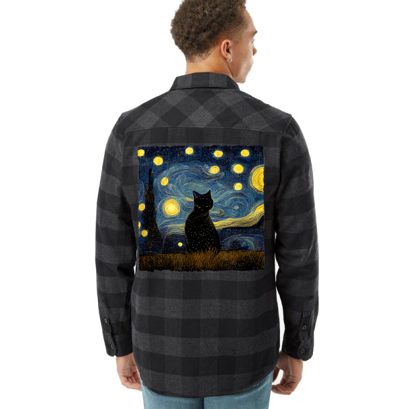 Cats Starry Night Painterly Aesthetic T Shirt Flannel Shirt by annien | Artistshot