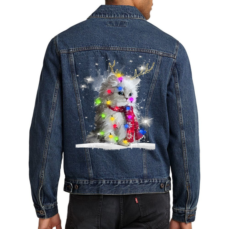 Christmas Cat Cute Baby Cat Christmas Men Denim Jacket | Artistshot