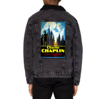 Charlie Chaplin, City Lights, 1931 Theatrical Release Poster Classic S Unisex Sherpa-lined Denim Jacket | Artistshot