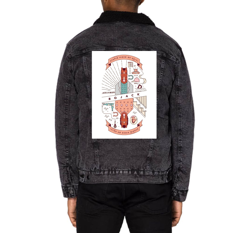 Piece Of Sht Bohorseman Poster Hipster Unisex Sherpa-lined Denim Jacket | Artistshot