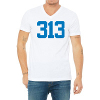 Detroit 313 Area Code   Grit   Sports Fan   Detroiter Fan T Shirt V-neck Tee | Artistshot