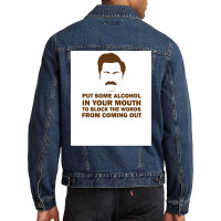 Ron Swanson Poster Girl Men Denim Jacket | Artistshot