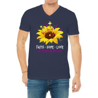 Faith Hope Love Multiple Myeloma Awareness Support Multiple Myeloma Wa V-neck Tee | Artistshot