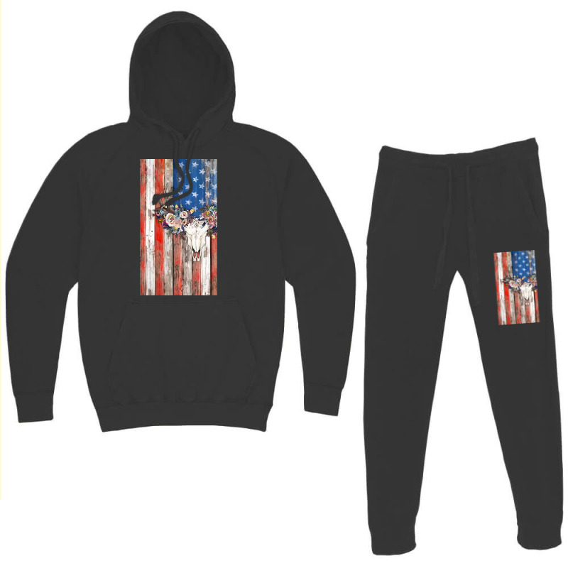 American Flag Aztec Bull Skull Cowgirl Rodeo Boho Girl Hoodie & Jogger set by mysofiazo | Artistshot