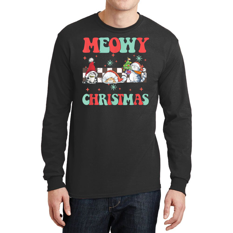 Merry Christmas Cute Cats Funny Ugly Christmas Cat Lover Long Sleeve Shirts | Artistshot