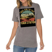 Take Him To The Train Station Poster Green Vintage T-shirt | Artistshot