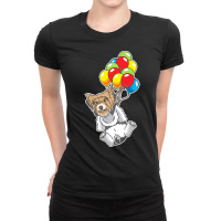 Biewer Yorkshire Terrier T Shirtbiewer Yorkshire Terrier With Ballons Ladies Fitted T-shirt | Artistshot