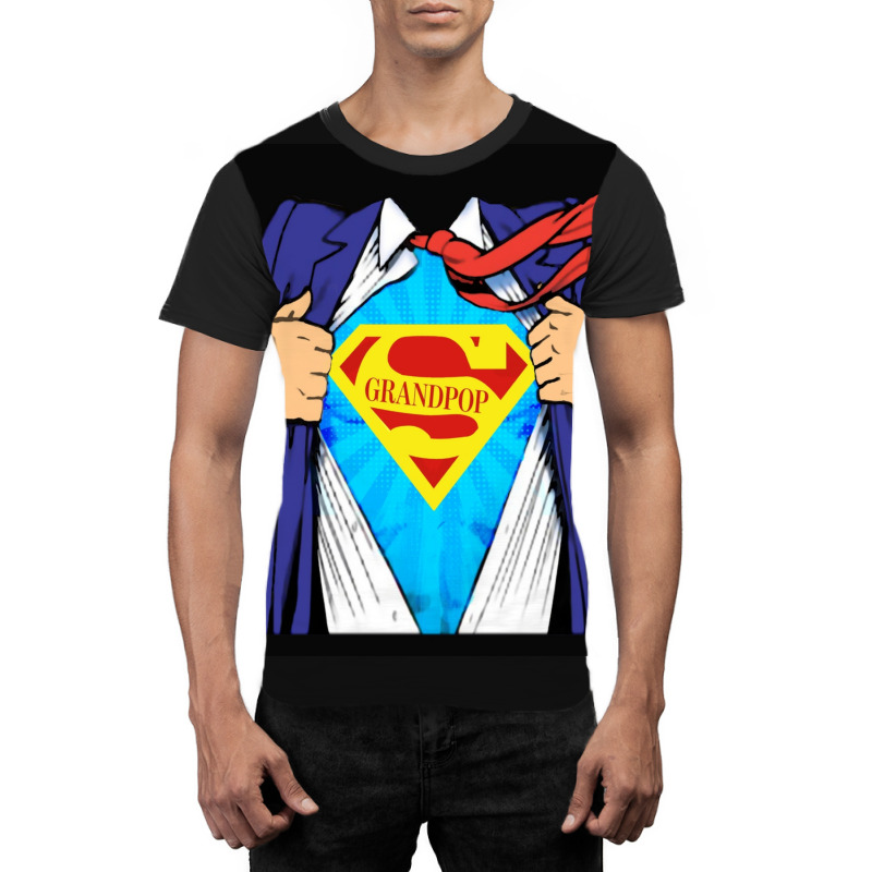 Grandpop Superhero Grandpa Ripped Graphic T-shirt | Artistshot