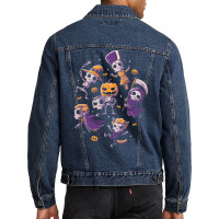 Halloween Skulls Cute Spooky Nostalgia Red Men Denim Jacket | Artistshot