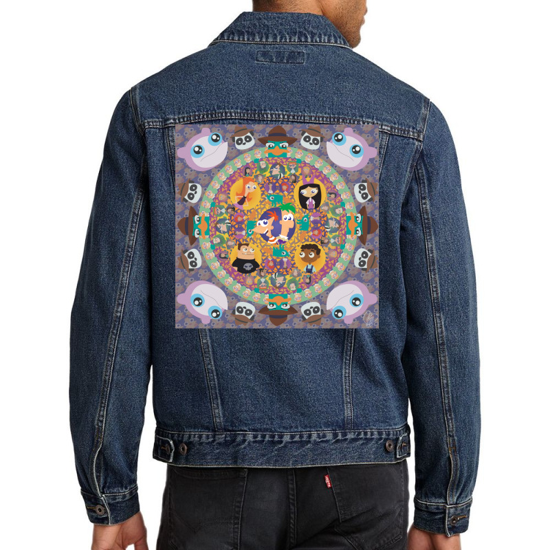 Phineas And Ferb Mandala Poster Boy (1) Men Denim Jacket | Artistshot