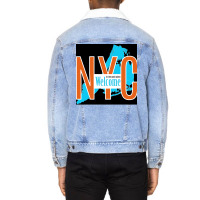 Welcome To The Good Place New York Poster Green Unisex Sherpa-lined Denim Jacket | Artistshot