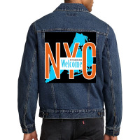 Welcome To The Good Place New York Poster Green Men Denim Jacket | Artistshot