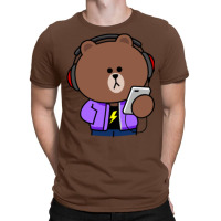 Line Friends Brown Hipster Red T-shirt | Artistshot