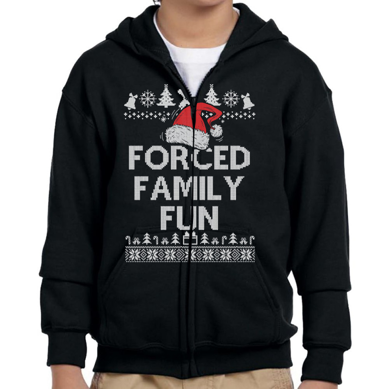 Forced Family Fun Sarcastic Adult Christmas Even Youth Zipper Hoodie by damagegerms19 | Artistshot