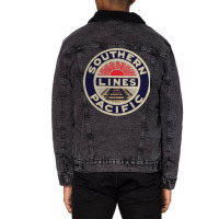 Southern Pacific Lines Railroad Girl Nature Unisex Sherpa-lined Denim Jacket | Artistshot