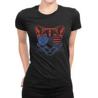 Mountain Lion Cougar Vintage Usa Patriotic American 4th July Ladies Fitted T-shirt | Artistshot