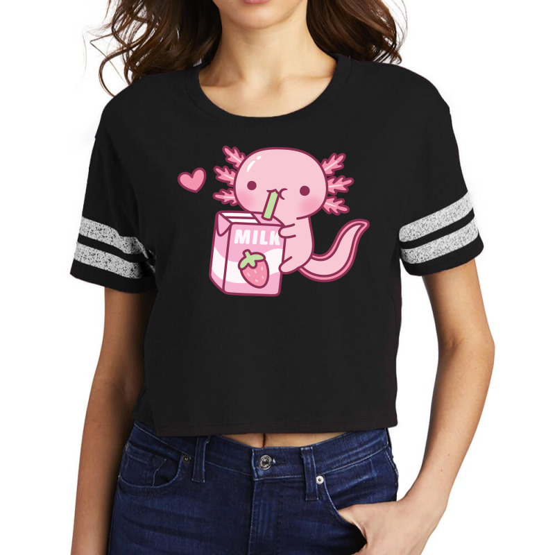 Cute Axolotl Loves Strawberry Milk Stars Nature Scorecard Crop Tee by cabdekcoppesl | Artistshot