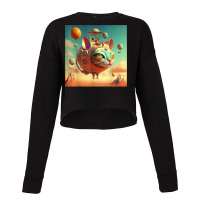 Surreal Magic Metaphysic Cat With Hot Air Balloon T Shirt Cropped Sweater | Artistshot