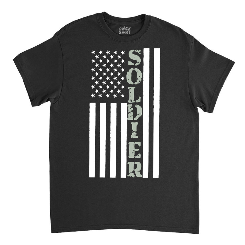 American Usa Flag Soldier For Veterans Classic T-shirt by fencevaudeville14 | Artistshot