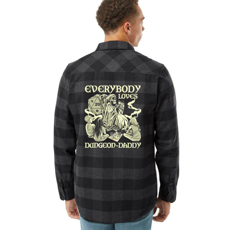 Rpg Gamer Dungeon Daddy D20 Dice Pen And Paper Board Game Flannel Shirt | Artistshot