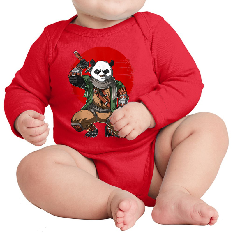 Panda Bear Ninja Samurai Warrior Funny Kung Fu Animal Kids Long Sleeve Baby Bodysuit by Laura K | Artistshot