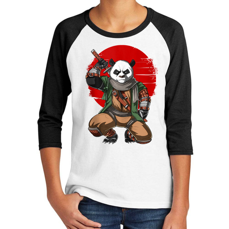 Panda Bear Ninja Samurai Warrior Funny Kung Fu Animal Kids Youth 3/4 Sleeve by Laura K | Artistshot