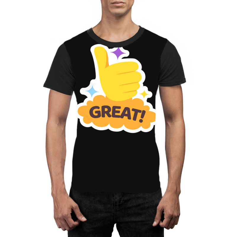 Great ! Word Great And Yellow Hand With Thumb Up. Colorful Illustratio Graphic T-shirt | Artistshot