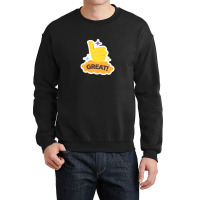 Great ! Word Great And Yellow Hand With Thumb Up. Colorful Illustratio Crewneck Sweatshirt | Artistshot